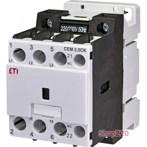 Контактор для конденсаторной батареи CEM 2,5CK.01 (2,5 кВАр, 400-440V) ETI 4643803