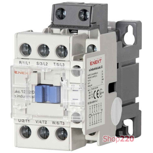 Контактор 12А, 220В, e.industrial.ukc.12.220 Enext i.0090002