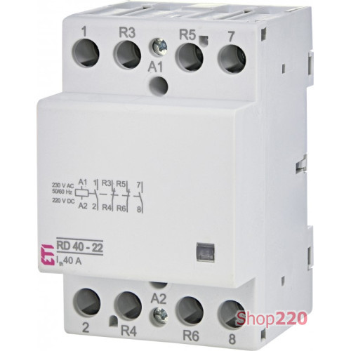 Контактор бесшумный 2НО+2НЗ, 40А, RD 40-22 230V AC/DC ETI 2464022