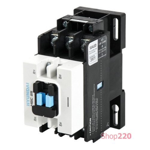 Контактор 25A (11кВт), AC220V (1NO-1NC), HGC