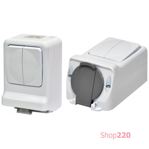 Микс PRV-2: 2-кл.выключатель + 1-я розетка (Schuko, IP44, 16A, 250V, поликарбонат) ETI 4481023