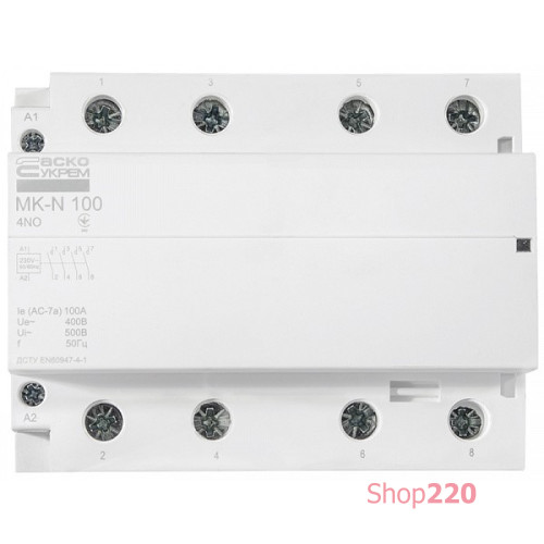 Модульный контактор 100A 4P 220V, 4NO, MK-N A0040030039
