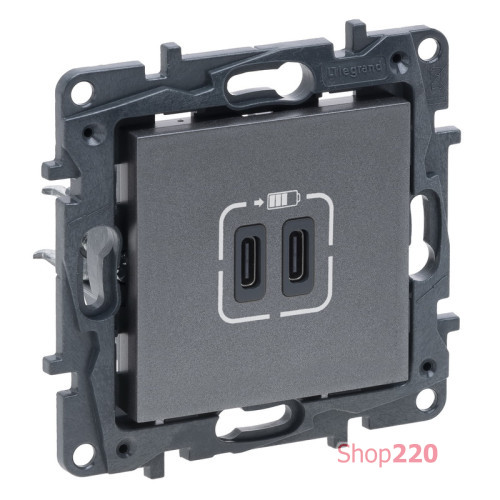 Розетка USB тип С+C 15 Вт 5 В, сталь, Niloe Step Legrand 863439B