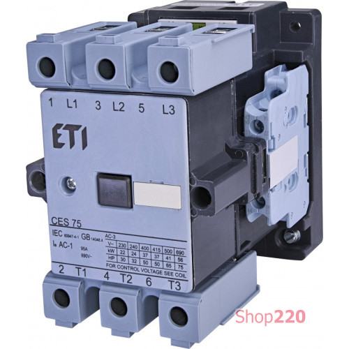 Контактор CES 75.22 (37 kW) 230V AC ETI 4646563