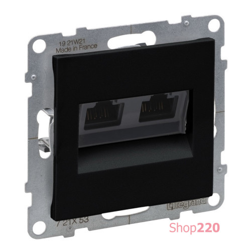 Розетка информационная двойная RJ45 cat. 6 UTP, черный, Suno Legrand 721453