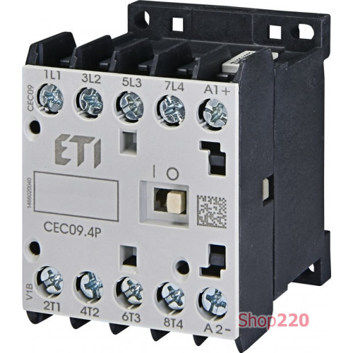 Контактор миниатюрный CEC 09.4P 230V АС (9A; 4kW; AC3) 4р (4 н.в.) ETI 4641201
