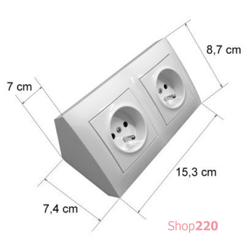 Угловая розетка 2х220В, белый, SIMON54