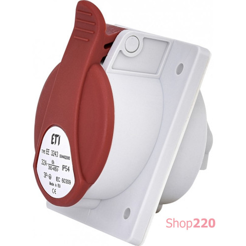 Розетка встроенная 32A, 400V, 3P+PE, IP54 EE-3243 ETI 4482080