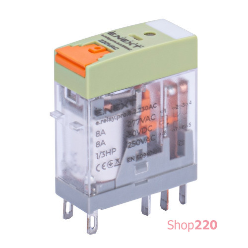 Реле промежуточное 8А, 2 группы контактов, катушка 230В АC, e.relay.pro.8.2.230AC ENEXT p091003