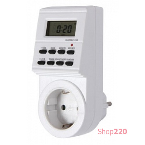 Таймер недельный розеточный, 16А, e.control.t14