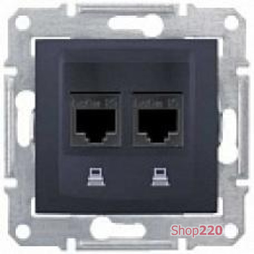 Розетка двойная RJ 45 кат 5е, неэкран, UTP, графит, Sedna SDN4400170 Schneider