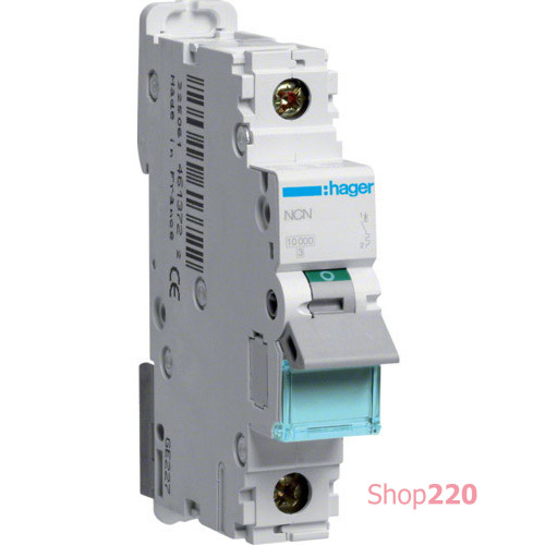 Автомат однофазный 16 А, 10 кА, тип С, NCN116 Hager