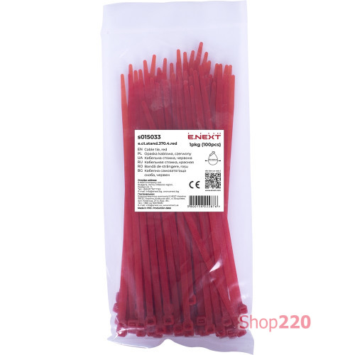 Кабельная стяжка 370мм х 4мм, красный, e.ct.stand.370.4.red Enext s015033