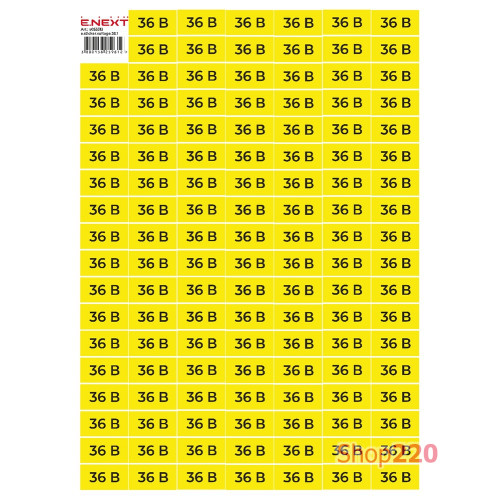 Самоклеящаяся наклейка 36В (40х20мм) 102 шт/лист, e.sticker.voltage.36.1 Enext s053312
