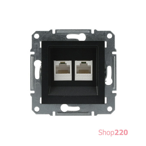 Розетка компьютерная RJ-45 двойная, антрацит, EPH4400171 Asfora Schneider