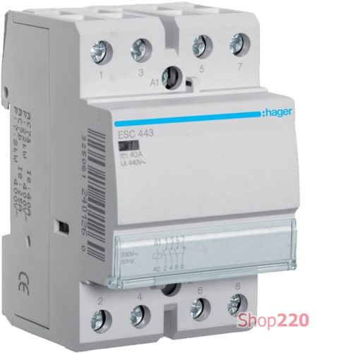 Контактор 40A, 3НВ+1НЗ, 230В Hager ESC443