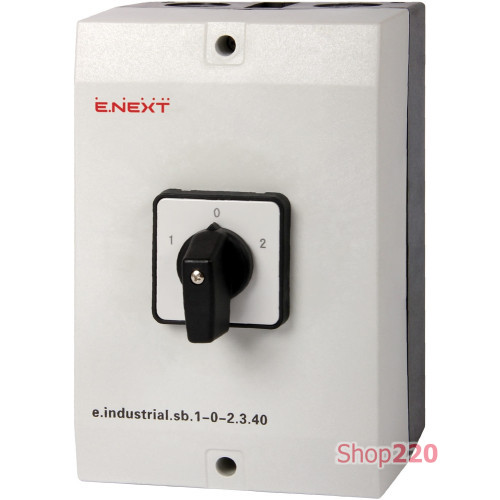 Переключатель 1-0-2 в корпусе, 40А, 3 полюса, e.industrial.sb.1-0-2.3.40 Enext i0360006