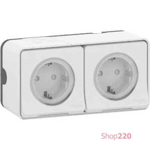 Блок электрических розеток 2х220В, накладной IP55, белый, Mureva Styl Schneider MUR39035