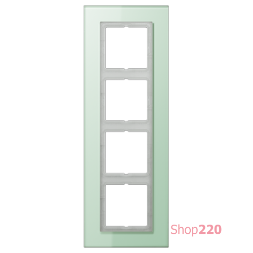 Рамка 4 поста, салатовое стекло, Jung LS Plus (стекло) LSP984GLAS
