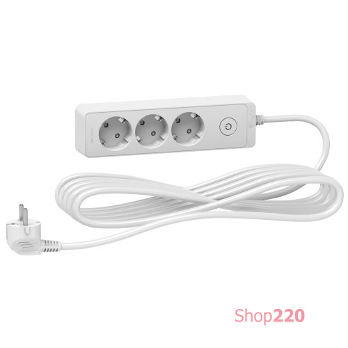 Удлинитель на 3 розетки, шнур 5м, белый, Unica Extend ST9435W Schneider Electric