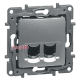 Розетка телефонная RJ-11 и компьютерной RJ-45, алюминий, 672452 Legrand Etika