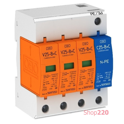 Ограничитель перенапряжения (разрядник) тип I+II, 3+NPE, V25-B+C Obo Bettermann 5094463