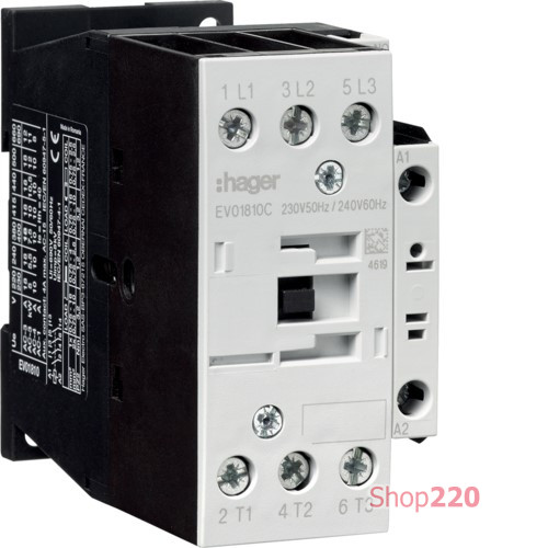 Контактор корпусный 18А 230В-АС, 3P+1НО, AC-3 Hager EV01810C