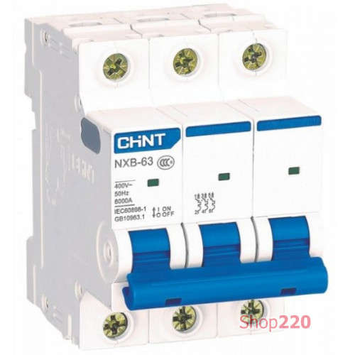 Модульный автомат 50А, 3 полюса, тип С, NXB-63 Chint 814175