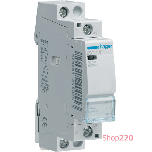 Контактор 220В 25 A, 1но, Hager ESC125