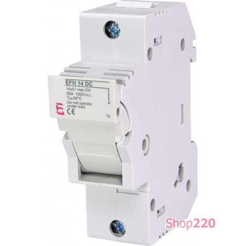 Держатель предохранителей 14x51 до 50А, постоянный ток DC 1000В, EFH 14 1P ETI 2560201