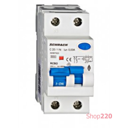 Дифференциальный автомат 20 А, 30мА, тип A, Schrack AK667620
