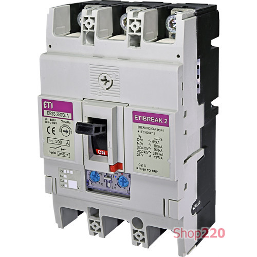 Силовой автомат 200 А, 3-фазный, EB2S250/3LA ETIBREAK 2S ETI 4671887