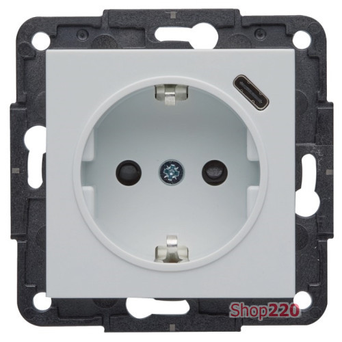 Розетка с заземлением и USB тип С, белый, Lumina-2 WL4850 Hager