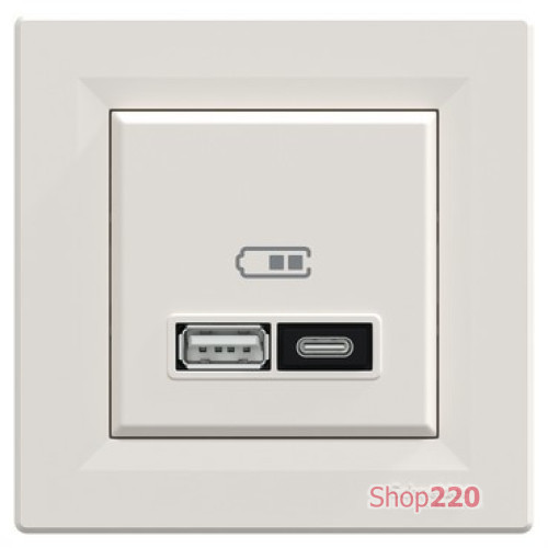 USB розетка тип А+С, кремовый, EPH2700323 Schneider Electric Asfora