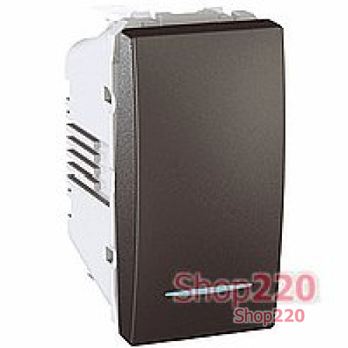 Выключатель 1-кл. с подсветкой, 1 модуль, графит, Unica Top MGU3.101.12N Schneider
