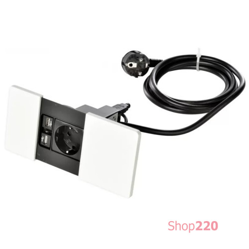 Розетка 220В с USB тип А+С в столешницу, белый, Versapad ASA 060.08F.00063