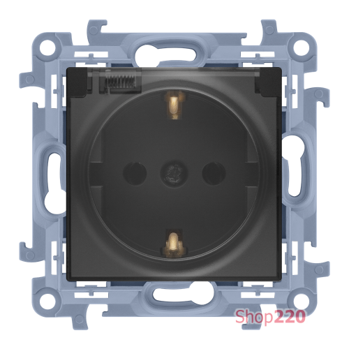 Розетка IP44 с прозрачной крышкой, черный матовый, SIMON10