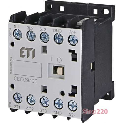 Контактор миниатюрный CEC 09.10-230V-50/60Hz (9A; 4kW; AC3) ETI 4641066