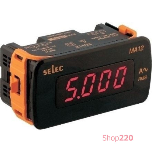 Цифровой амперметр LED 48x96 мм. Вх.50мА/5А; 1ф 240В AC ±20%, IP51, монтаж на панель SELEC Controls