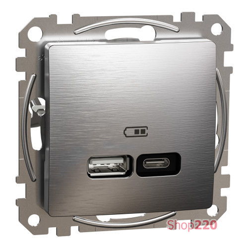USB розетка A+C, матовый алюминий, Sedna Design Schneider Electric SDD170405U