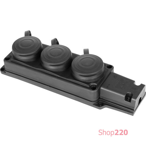 Розетка тройная с защитной каучуковой крышкой с заземлением, 16А, e.socket.rubber.029.3.16 Enext s9100027