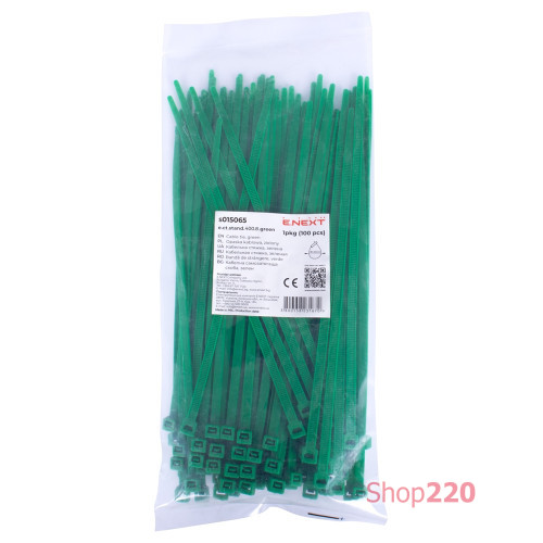 Кабельная стяжка 400мм х 8мм, зеленый, e.ct.stand.400.8.green Enext s015065