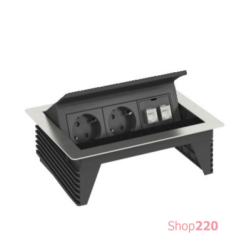 Розеточный блок с крышкой на 2 розетки 220D + 2хRJ-45, OBO Bettermann