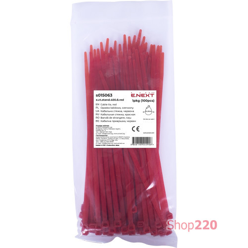 Кабельная стяжка 400мм х 8мм, красный, e.ct.stand.400.8.red Enext s015063