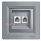 Розетка комп'ютерна RJ-45 кат. 6 подвійна, сталь, EPH4800162 Asfora Schneider