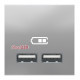 Розетка USB для зарядки, двойная, алюминий, 2 модуля, Unica New Schneider NU341830