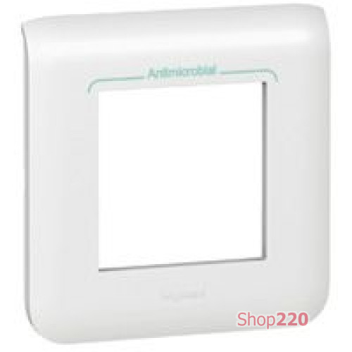 Рамка 1 пост, антибактериальный белый, Mosaic New Legrand 078722L