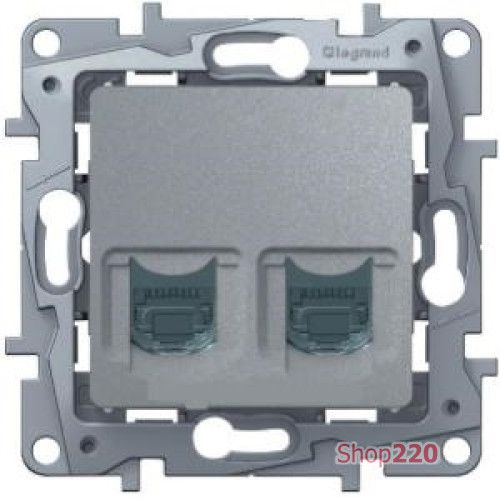 Компьютерная розетка RJ-45 двойная, алюминий, 672455 Legrand Etika