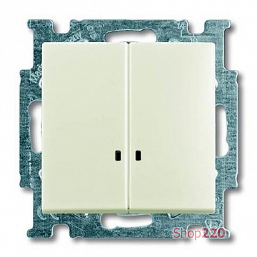 Выключатель 2-клавишный с подсветкой, белый шале, ABB 2006/5 UCGL-96-507 Basic 55