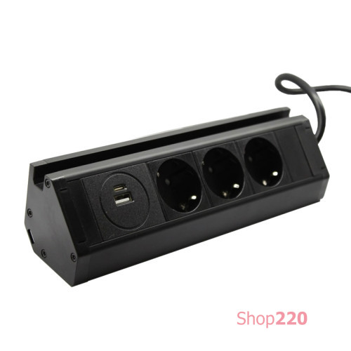 Угловая мебельная розетка с USB А+С, ElectroHouse EH-AR-308